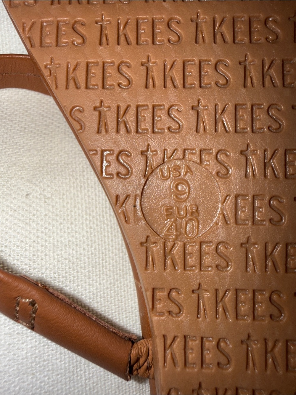 TKEES Cognac Minimalist Strappy Toe Loop Sandals - Picture 3 of 3